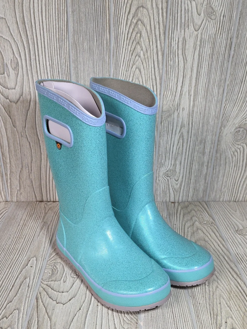 Bogs Rainboot Glitter Waterproof Blue Rain Boots Youth Size 6 NEW